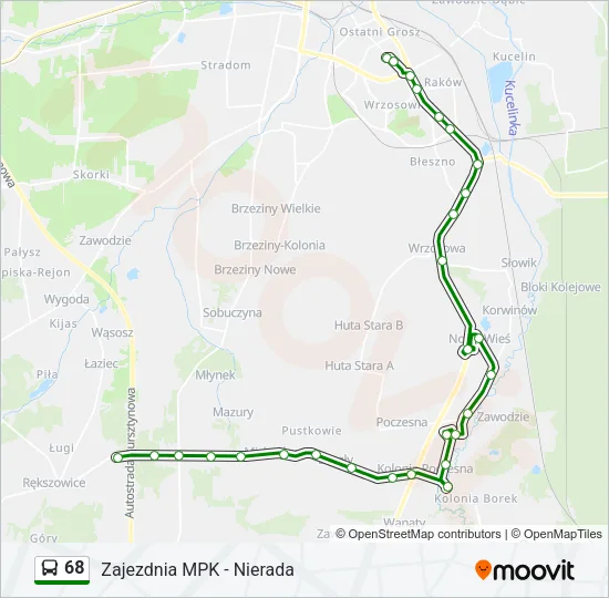 Автобус 68: карта маршрута