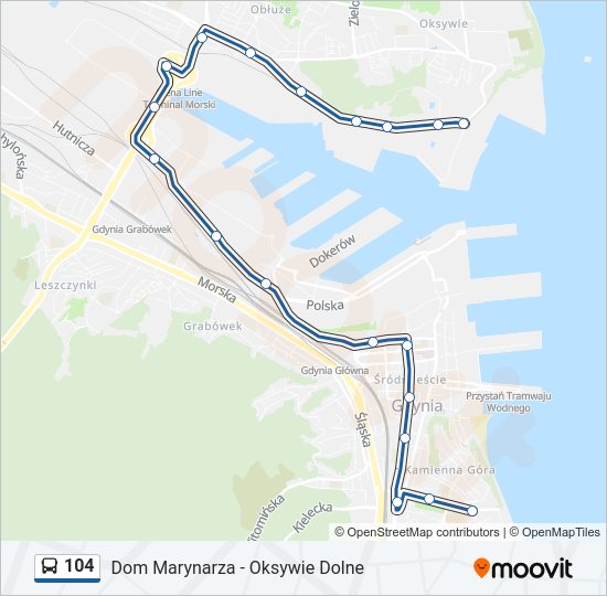 104 bus Line Map