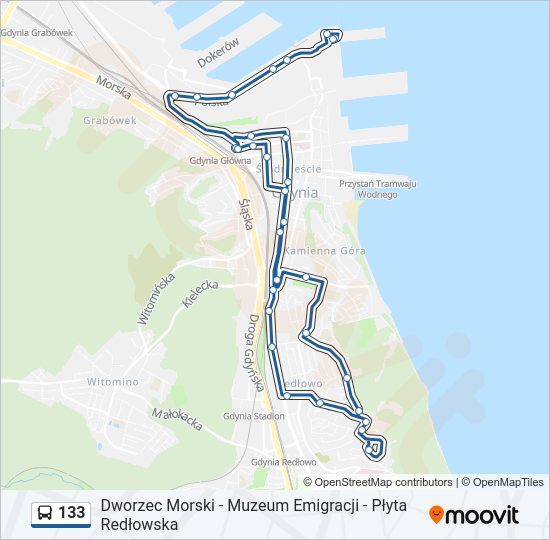 133 bus Line Map