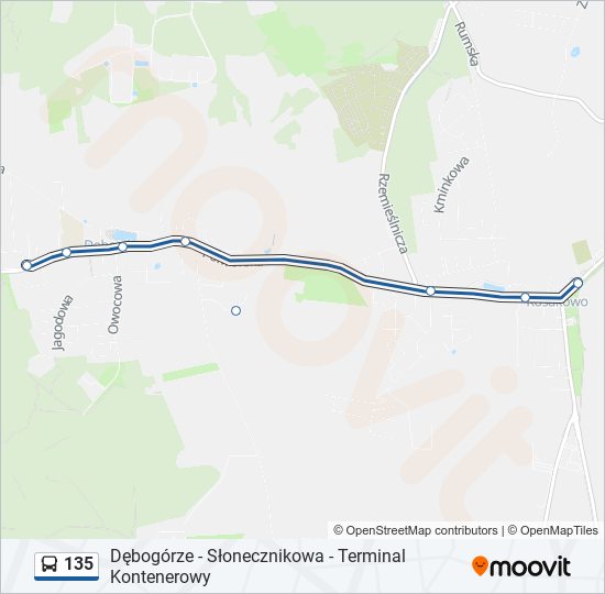 135 bus Line Map