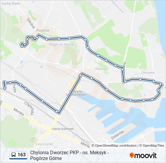 163 bus Line Map