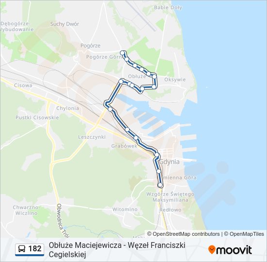 182 bus Line Map