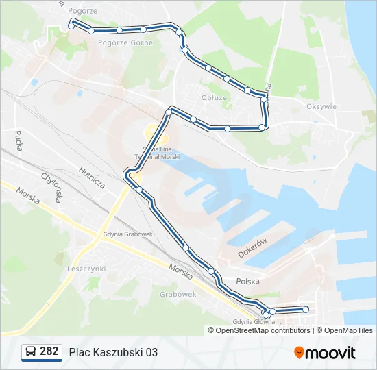 Автобус 282: карта маршрута
