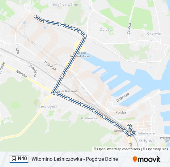 N40 bus Line Map