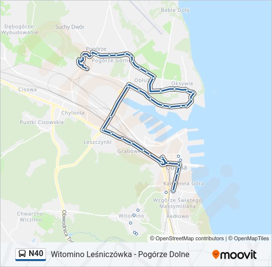 N40 bus Line Map