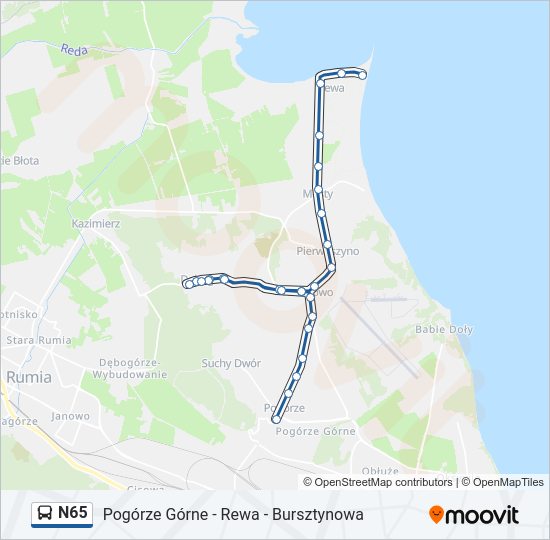 N65 bus Line Map