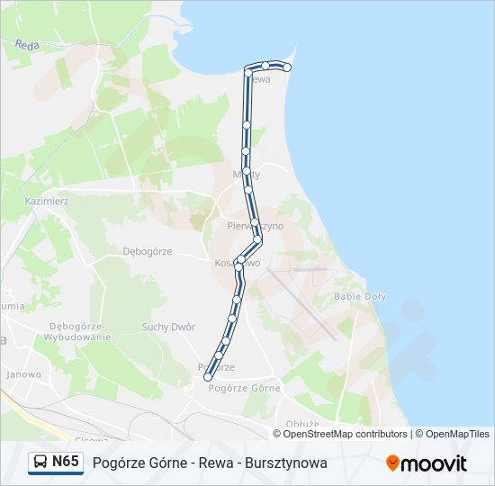 N65 bus Line Map