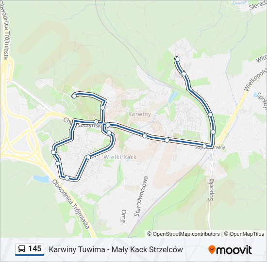 145 bus Line Map