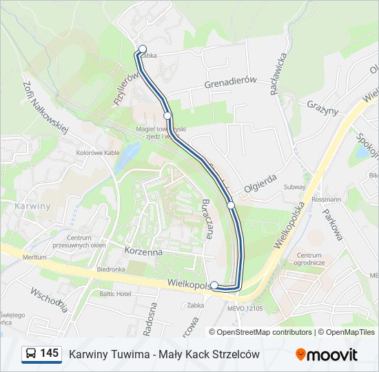 145 bus Line Map