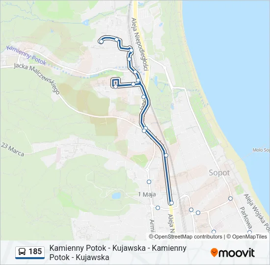 Автобус 185: карта маршрута
