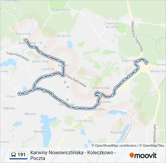 Автобус 191: карта маршрута