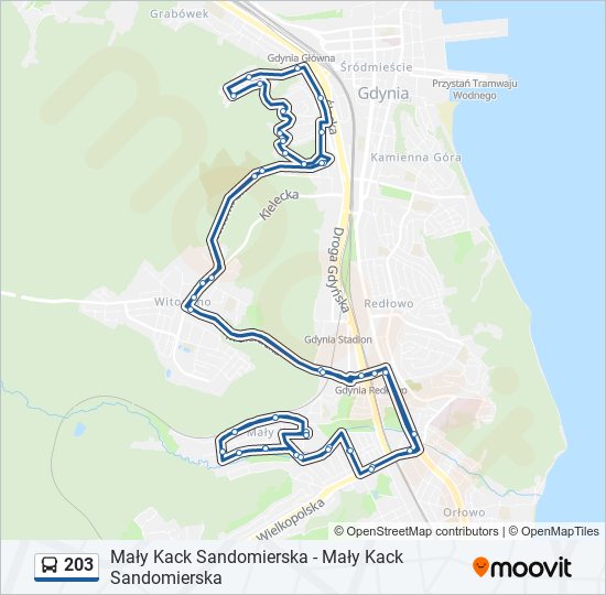 203 bus Line Map