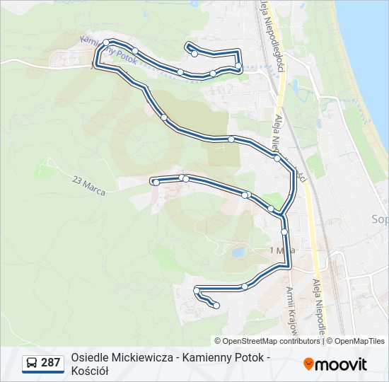 287 bus Line Map