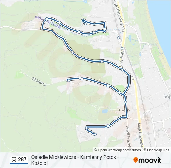 Автобус 287: карта маршрута