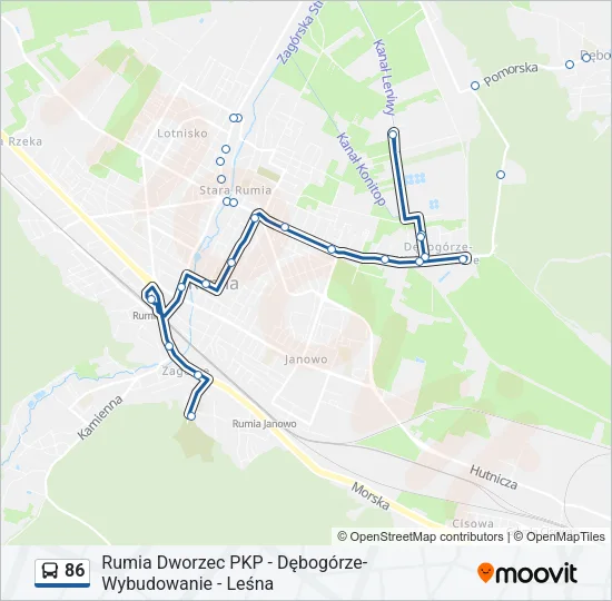 Автобус 86: карта маршрута