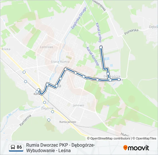 Автобус 86: карта маршрута