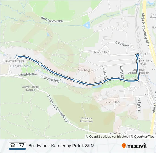 Автобус 177: карта маршрута