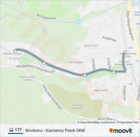 Автобус 177: карта маршрута
