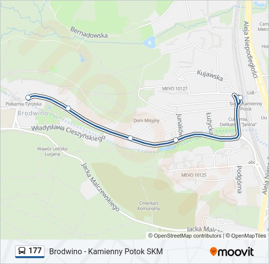 Автобус 177: карта маршрута