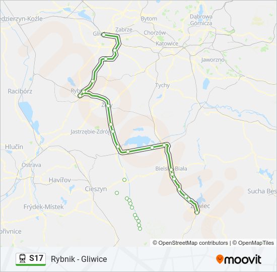 Mapa linii kolej S17