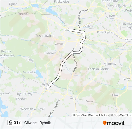 Поезд S17: карта маршрута