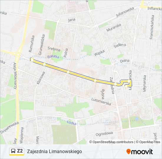 Mapa linii autobus Z2