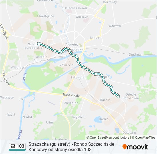 103 bus Line Map