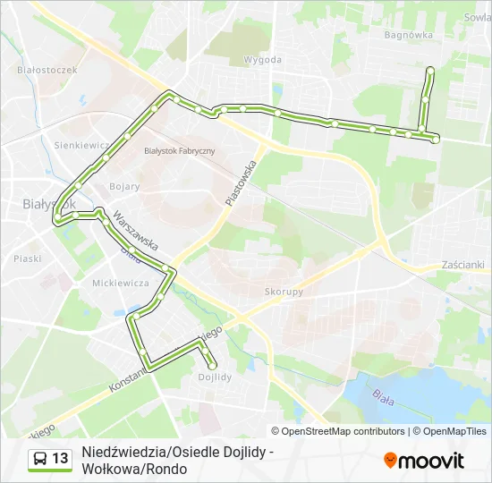 Автобус 13: карта маршрута