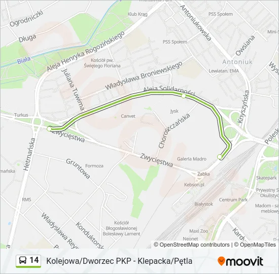 Автобус 14: карта маршрута