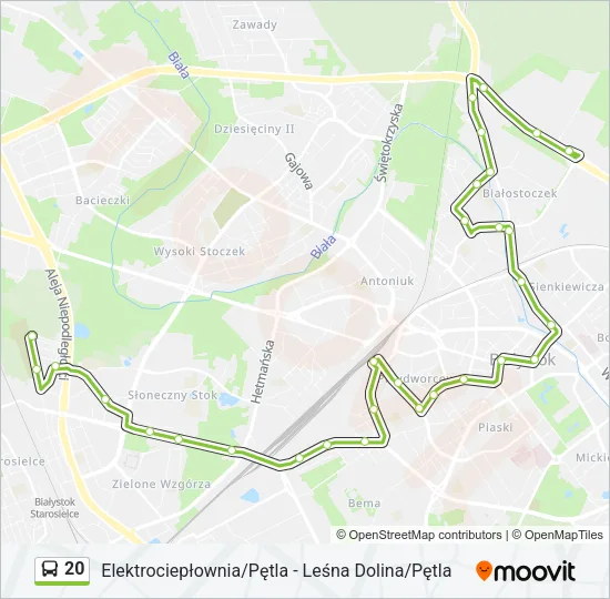 Автобус 20: карта маршрута