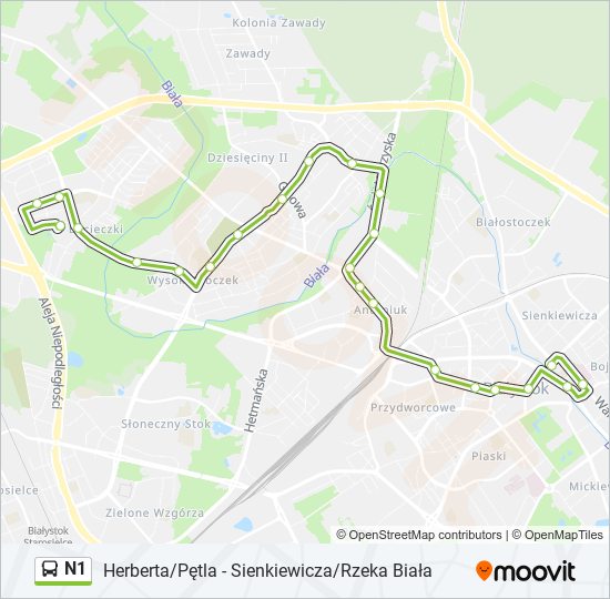 N1 bus Line Map