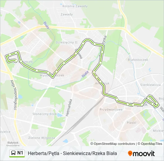 N1 Bus Line Map