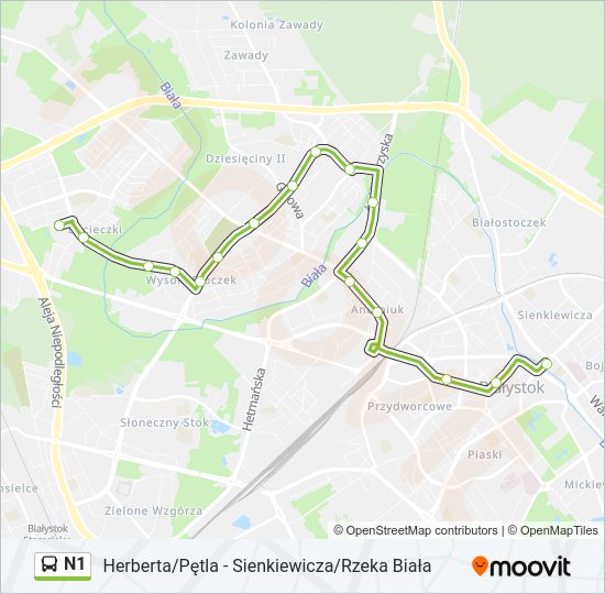 N1 bus Line Map