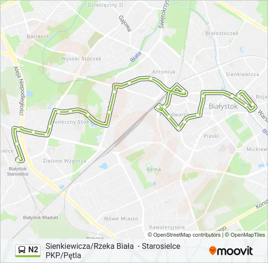 N2 Bus Line Map