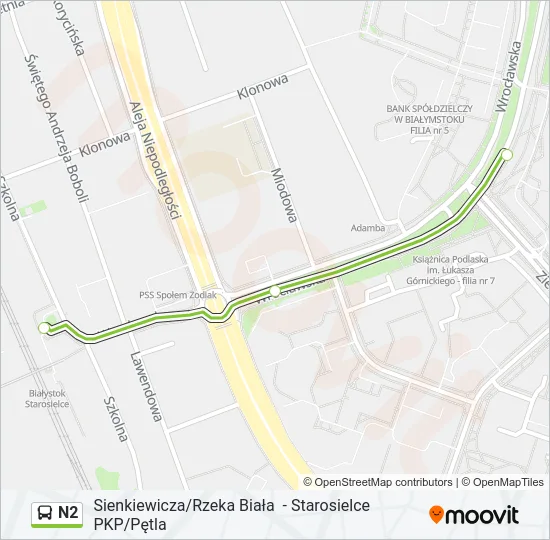 N2 Bus Line Map
