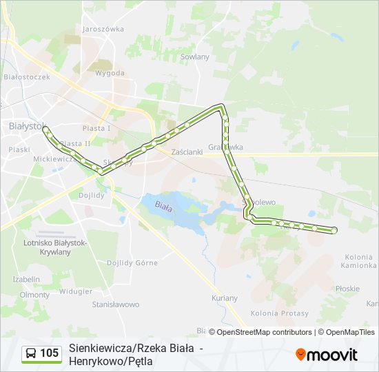 105 bus Line Map