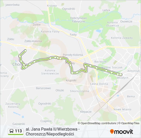 113 bus Line Map