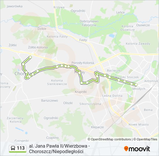 113 bus Line Map