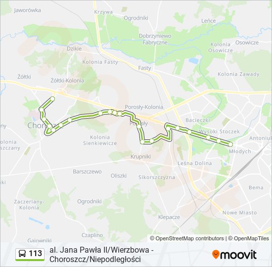 113 bus Line Map