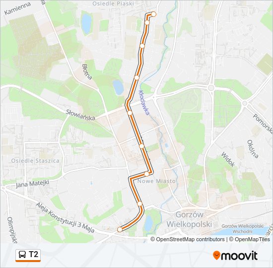 T2 bus Line Map