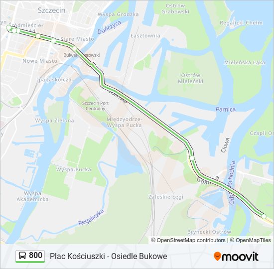 Mapa linii autobus 800