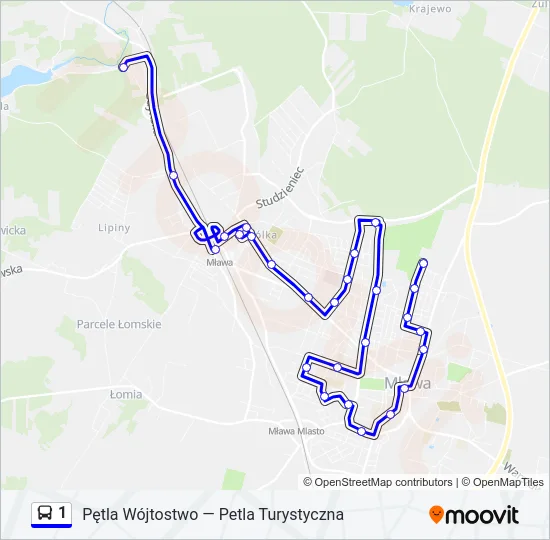 Автобус 1: карта маршрута