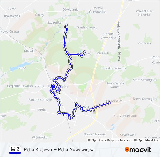 Mapa linii autobus 3