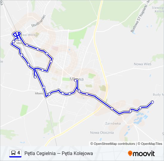 Mapa linii autobus 4