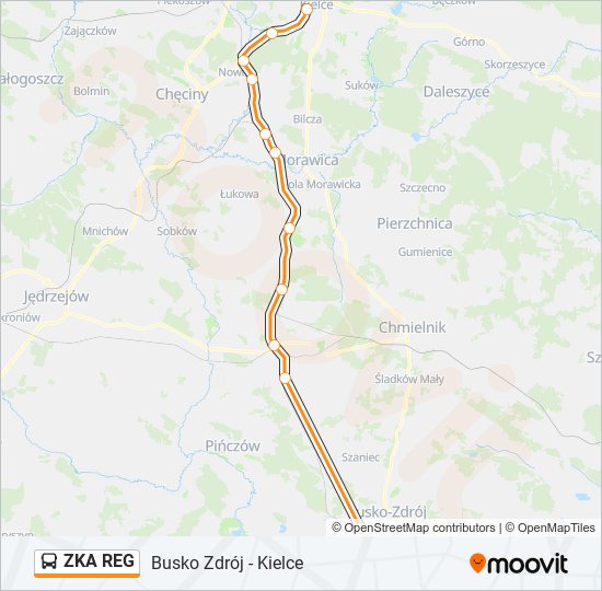 Mapa linii autobus ZKA REG