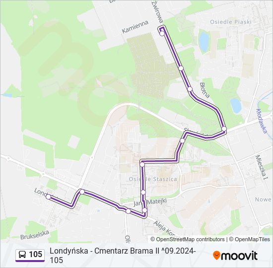 105 bus Line Map