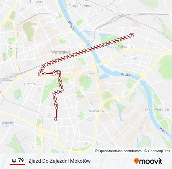 Трамвай 79: карта маршрута
