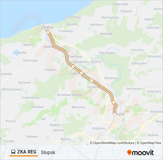 Mapa linii autobus ZKA REG