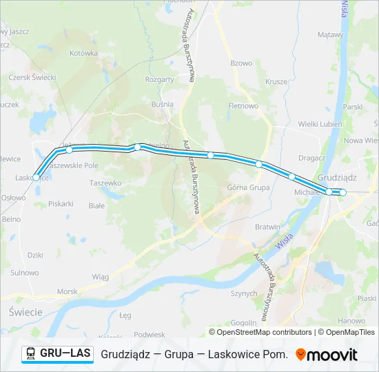 Mapa linii kolej GRU—LAS