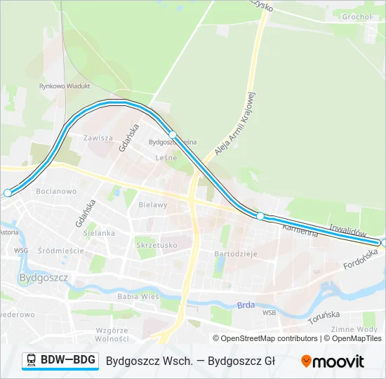 Поезд BDW—BDG: карта маршрута